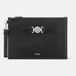 Versace Black Medusa Pouch with Silver Accents